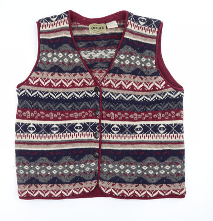Alibi Women’s Multicoloured Fair Isle Wool Knit Vest L
