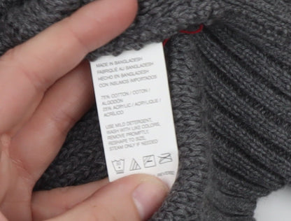 IZOD Men's Grey Fair Isle 1/4 Zip Cotton Jumper Size L