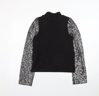 New Look Womens Black Sequin Sleeve High Neck Jumper Size 6