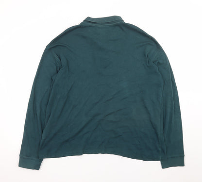 James Pringle Men's Green Long Sleeve Cotton Polo Shirt XL