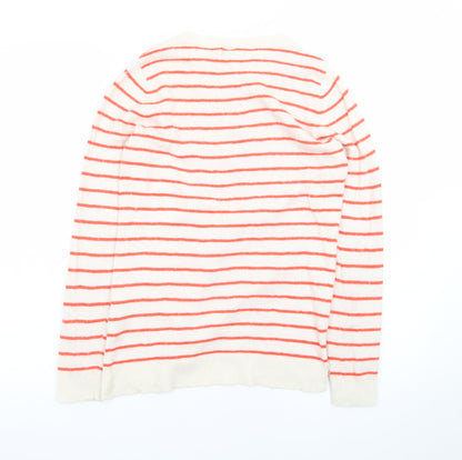 Mercer & Madison Womens White Red Striped Long Sleeve Knit Jumper Size 12