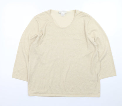 Allison Daley Women's Beige Knit Pullover Jumper L Scoop Neck