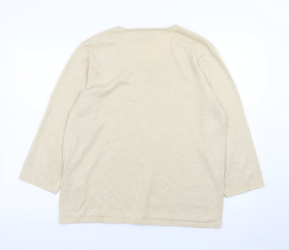 Allison Daley Women's Beige Knit Pullover Jumper L Scoop Neck