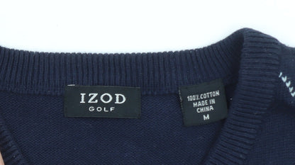 IZOD Men’s Blue Argyle V-Neck Golf Sweater Vest Size M Cotton