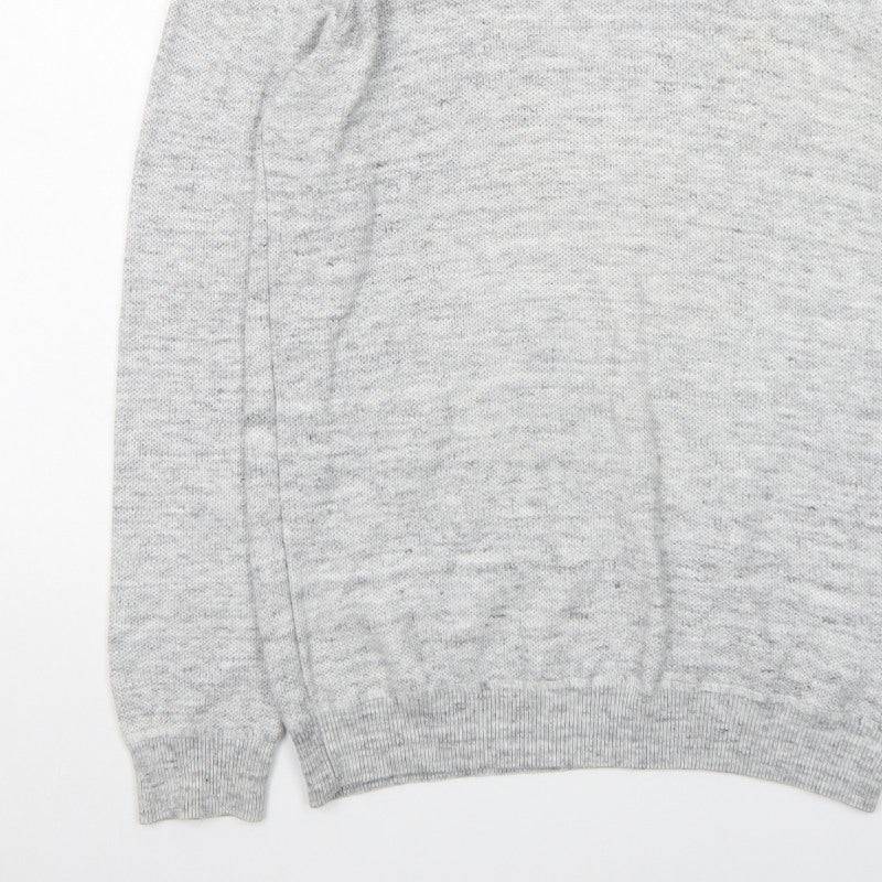 ACW85 Men's Grey V-Neck Knit Pullover Jumper Size M