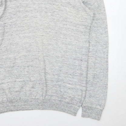 ACW85 Men's Grey V-Neck Knit Pullover Jumper Size M