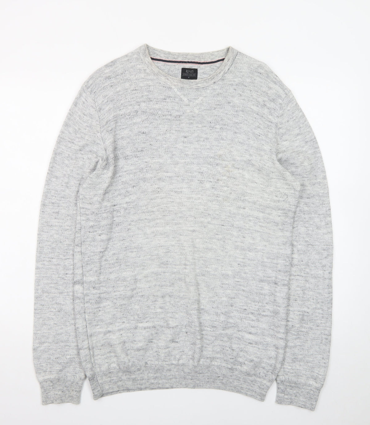 ACW85 Men's Grey V-Neck Knit Pullover Jumper Size M