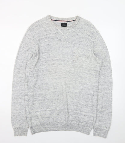 ACW85 Men's Grey V-Neck Knit Pullover Jumper Size M