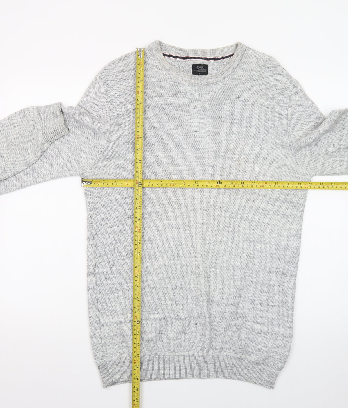 ACW85 Men's Grey V-Neck Knit Pullover Jumper Size M
