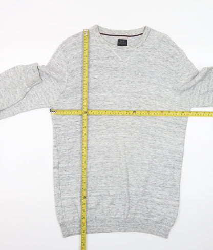 ACW85 Men's Grey V-Neck Knit Pullover Jumper Size M
