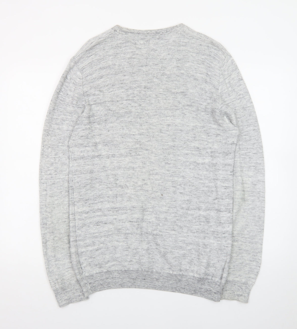 ACW85 Men's Grey V-Neck Knit Pullover Jumper Size M