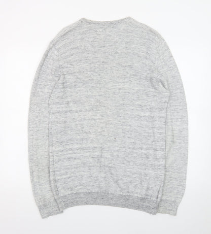 ACW85 Men's Grey V-Neck Knit Pullover Jumper Size M