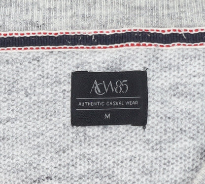ACW85 Men's Grey V-Neck Knit Pullover Jumper Size M