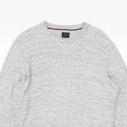 ACW85 Men's Grey V-Neck Knit Pullover Jumper Size M