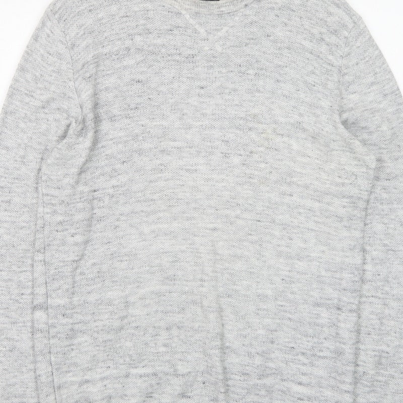 ACW85 Men's Grey V-Neck Knit Pullover Jumper Size M