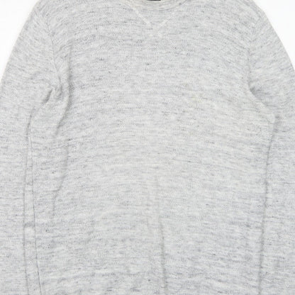 ACW85 Men's Grey V-Neck Knit Pullover Jumper Size M