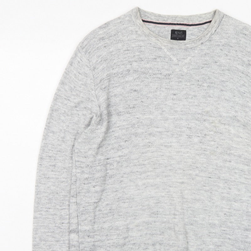 ACW85 Men's Grey V-Neck Knit Pullover Jumper Size M