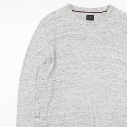 ACW85 Men's Grey V-Neck Knit Pullover Jumper Size M