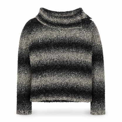 Precis Petite Women's Grey Striped Chunky Knit Wool Blend Jumper Size S