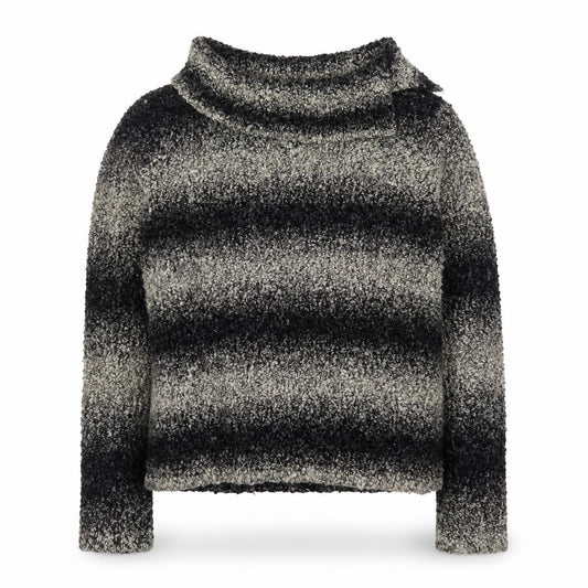 Precis Petite Women's Grey Striped Chunky Knit Wool Blend Jumper Size S