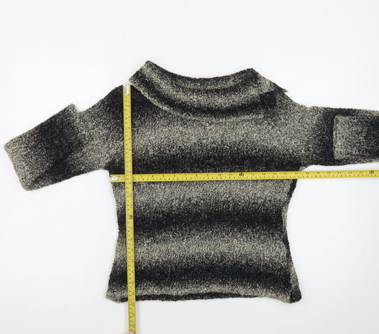 Precis Petite Women's Grey Striped Chunky Knit Wool Blend Jumper Size S