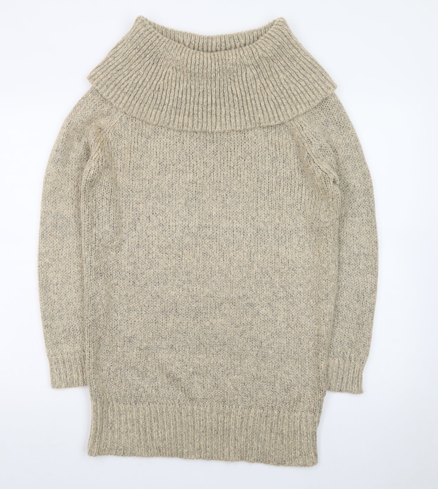 New Look Womens Beige Knit Roll Neck Jumper Dress M