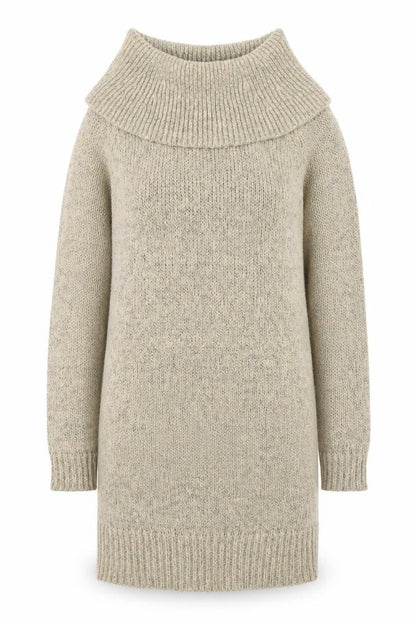 New Look Womens Beige Knit Roll Neck Jumper Dress M