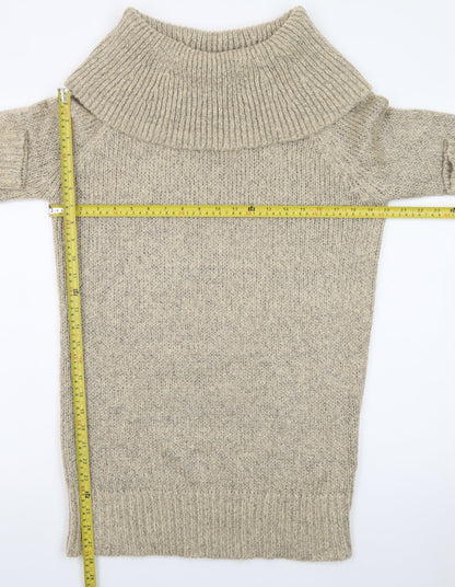 New Look Womens Beige Knit Roll Neck Jumper Dress M