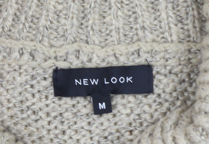 New Look Womens Beige Knit Roll Neck Jumper Dress M