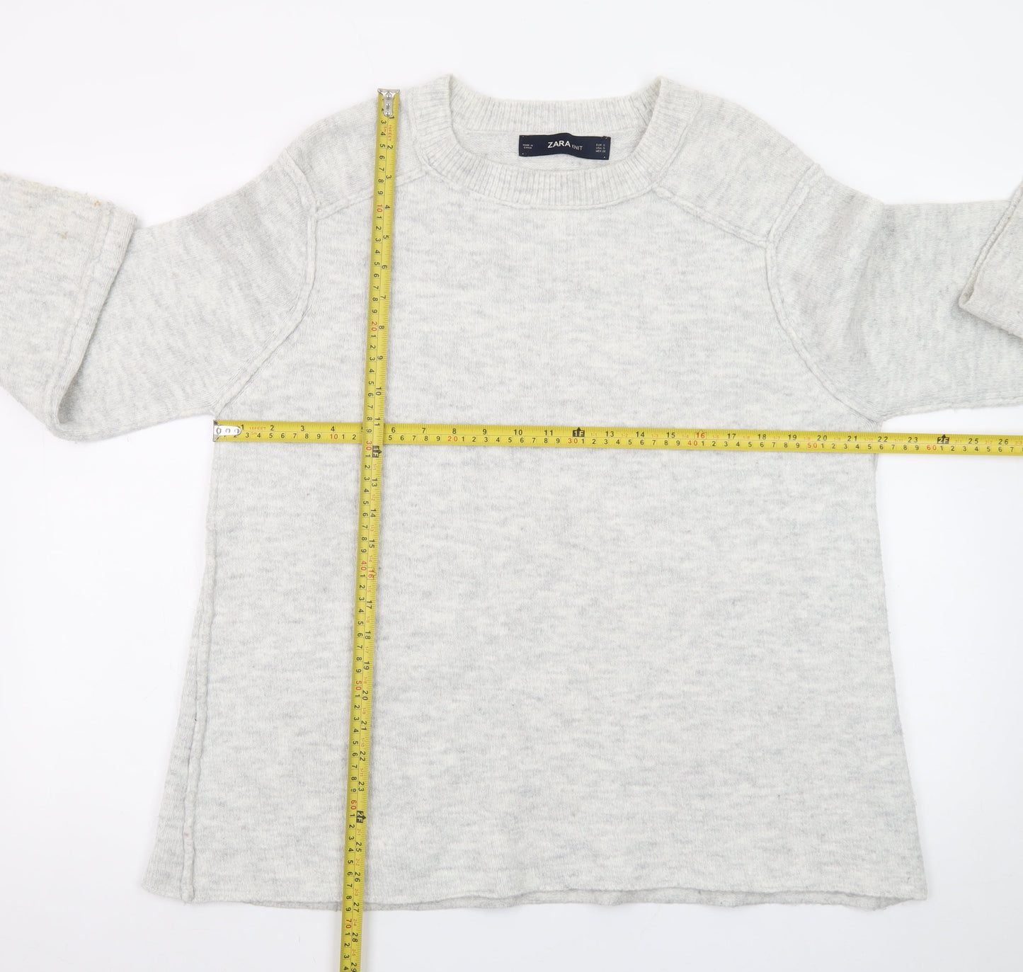 Zara Women Grey Wool Blend Knit Pullover Jumper Size S