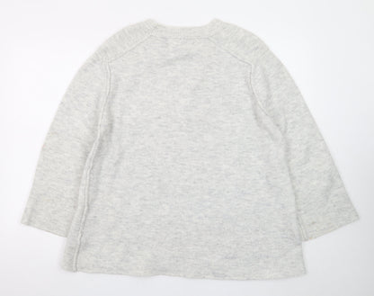 Zara Women Grey Wool Blend Knit Pullover Jumper Size S