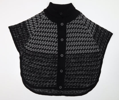 Virtuelle Women's Black Roll Neck Button Cape Jumper Size XL