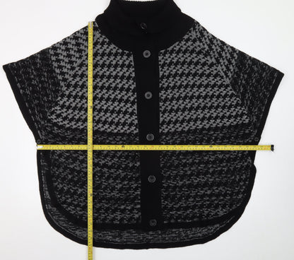 Virtuelle Women's Black Roll Neck Button Cape Jumper Size XL