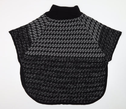 Virtuelle Women's Black Roll Neck Button Cape Jumper Size XL
