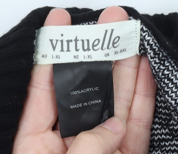 Virtuelle Women's Black Roll Neck Button Cape Jumper Size XL
