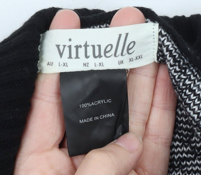 Virtuelle Women's Black Roll Neck Button Cape Jumper Size XL