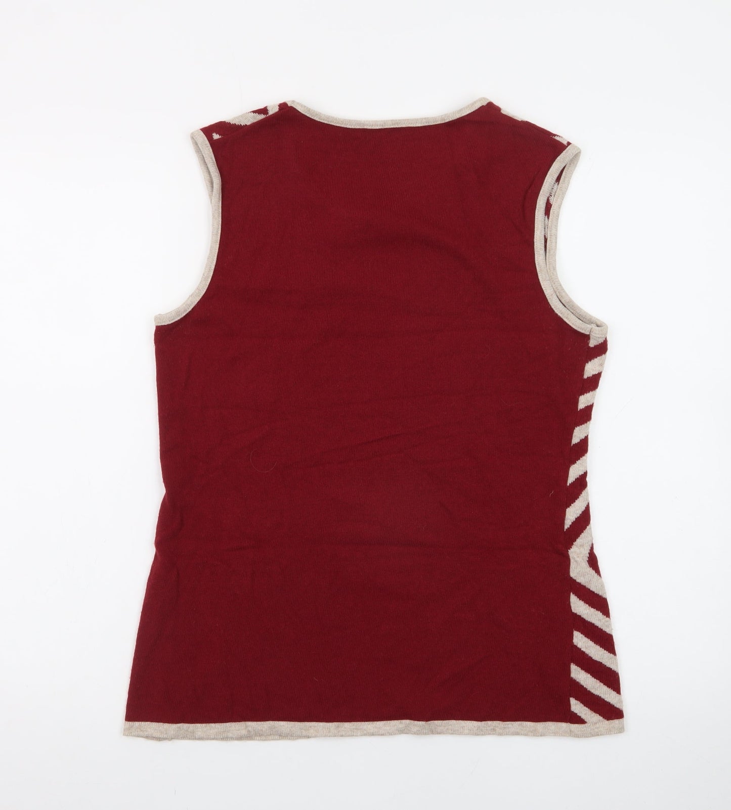 Artigiano Women's Red Geometric Knit Sleeveless Vest M