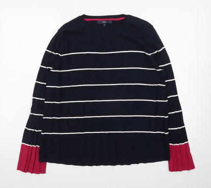 Next Women Navy Striped Long Sleeve Crew Neck Jumper Size 16