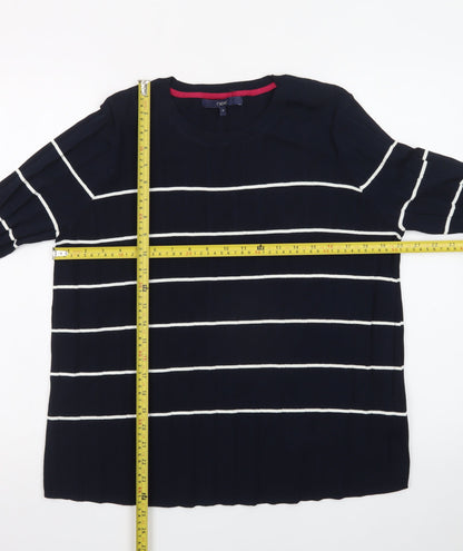 Next Women Navy Striped Long Sleeve Crew Neck Jumper Size 16