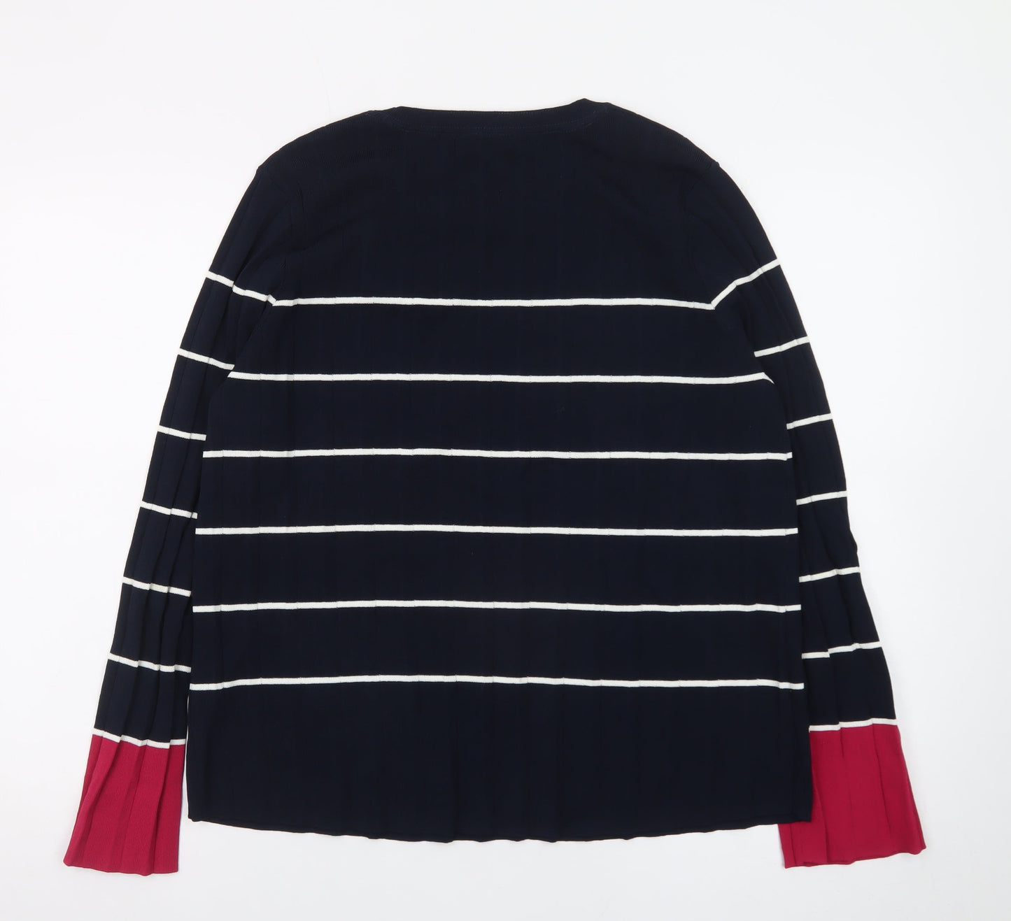 Next Women Navy Striped Long Sleeve Crew Neck Jumper Size 16