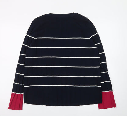 Next Women Navy Striped Long Sleeve Crew Neck Jumper Size 16