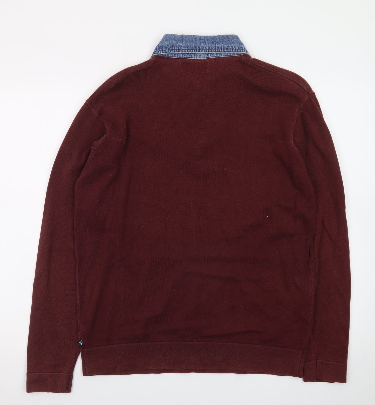 Marks and Spencer Men’s Brown Denim Collar Long Sleeve Cotton Polo M