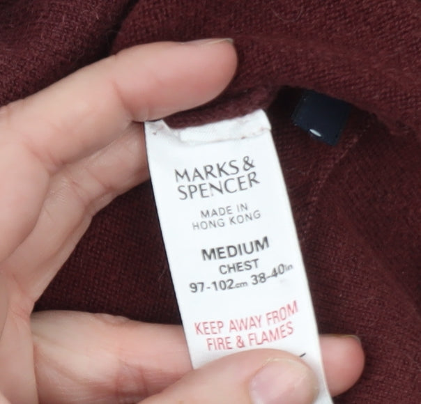 Marks and Spencer Men’s Brown Denim Collar Long Sleeve Cotton Polo M