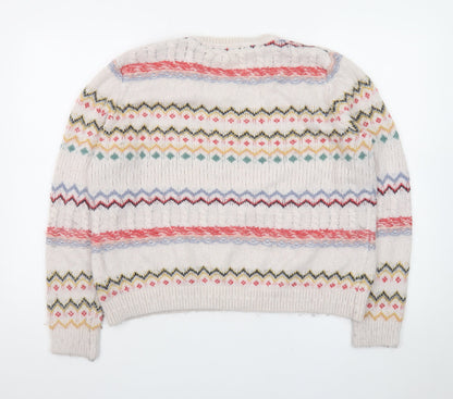 Fat Face Women's Beige Fair Isle Knit Jumper Size 14