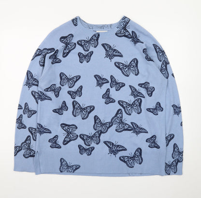 Papaya Women’s Blue Butterfly Print Pullover Jumper Size 18