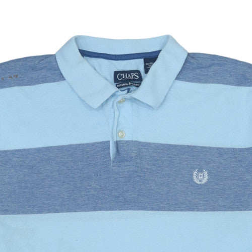 Chaps Men's Blue Striped 2XL Cotton Polo Shirt