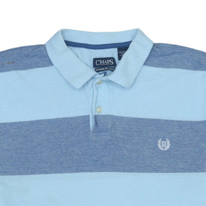 Chaps Men's Blue Striped 2XL Cotton Polo Shirt