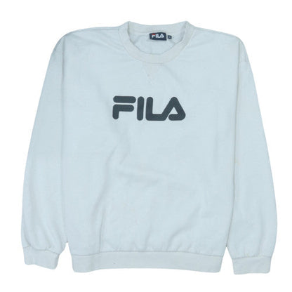 Fila Men's White XL Pullover Crew Neck Logo Sweatshirt