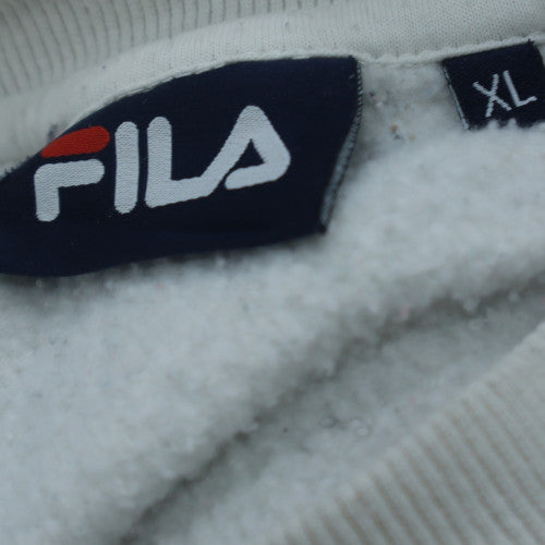 Fila Men's White XL Pullover Crew Neck Logo Sweatshirt