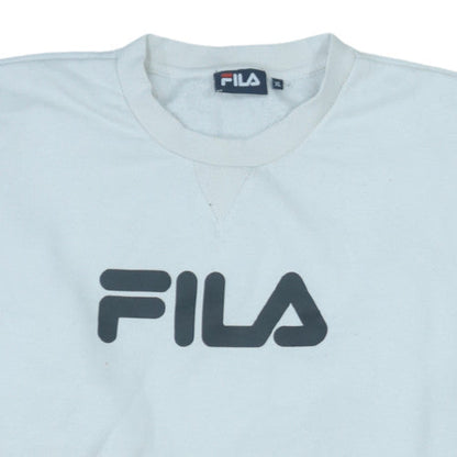 Fila Men's White XL Pullover Crew Neck Logo Sweatshirt